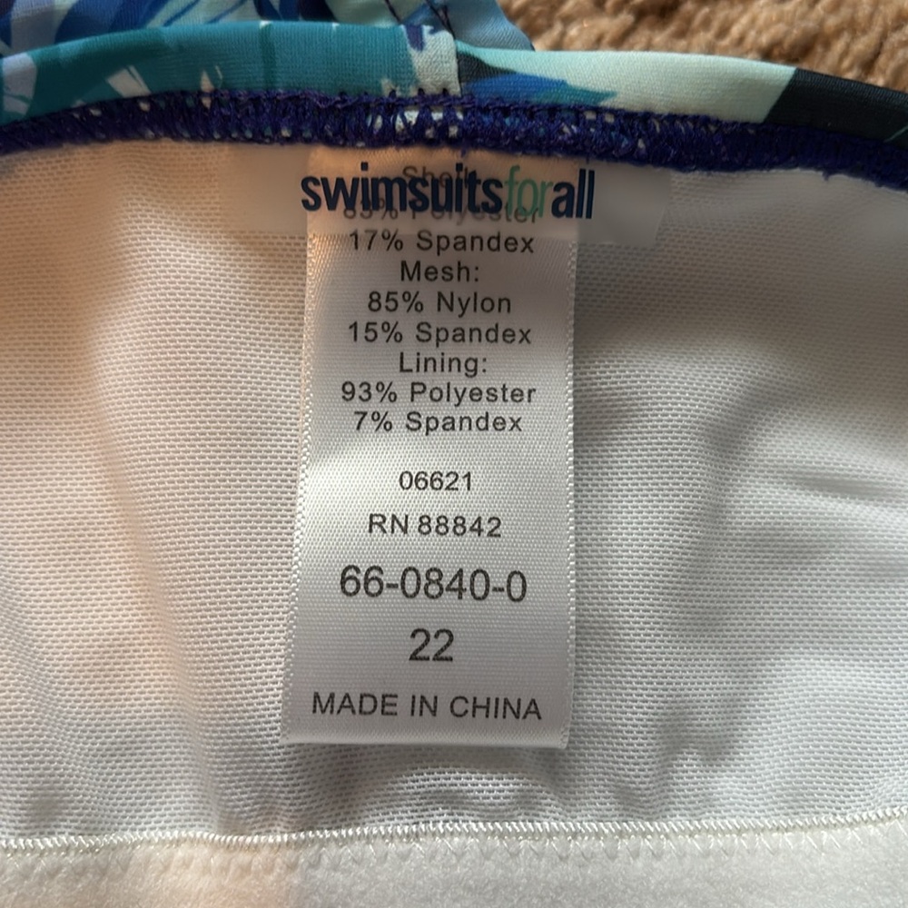 NWOT Swimsuits for All Blue and White Patterned One Piece Size 22 - Picture 7 of 9